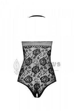 Бодистокинг с имитацией корсетной шнуровки Passion BS094 One Size, black, цветочный узор, с доступом 106940 фото