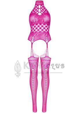 Кружевной бодистокинг с открытым доступом Leg Avenue High neck lace bodystocking One size Raspberry 106560 фото