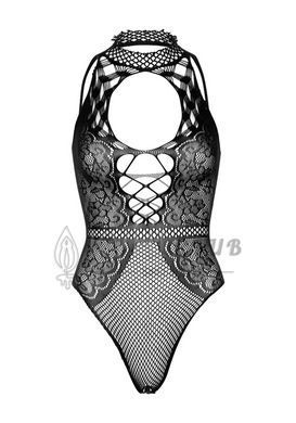 Leg Avenue Net and lace halter bodysuit OS Black 105872 фото