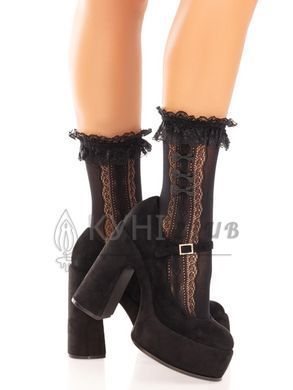 Шкарпетки ажурні Leg Avenue Mini Bow Lace Anklet, чорні, з рюшами, декор &mdash; бантики 110079 фото