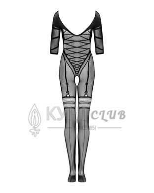 Сітчастий бодістокінг з імітацією підв&rsquo;язок Obsessive Bodystocking G329 XL/XXL, black, з доступом 105671 фото