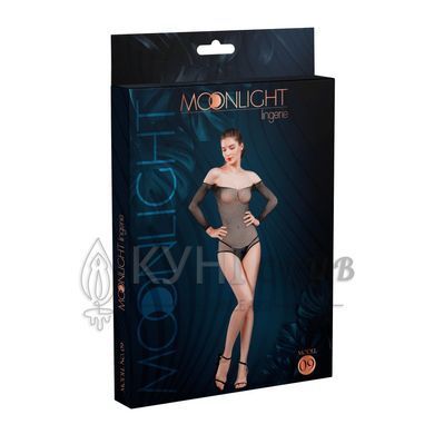 Сетчатое боди со стразами Moonlight Model 09 Black, открытые плечи 104320 фото