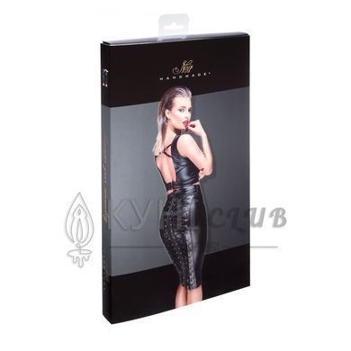Спідниця-олівець зі шнурівкою Noir Handmade F152 Powerwetlook pencil skirt, S, з мокрим ефектом 108025 фото