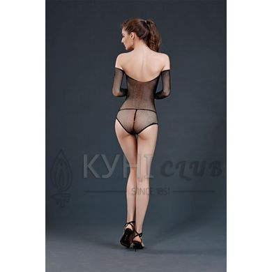 Сетчатое боди со стразами Moonlight Model 09 Black, открытые плечи 104320 фото