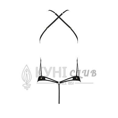 Боді з відкритим доступом Passion TASMINA BODY L/XL black, екошкіра, шнурівки, ажурні мережива 106358 фото