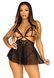 Сорочка беби-долл с открытыми чашками Leg Avenue Lace and mesh babydoll & panty Black S, стринги 107180 фото 5