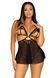 Сорочка беби-долл с открытыми чашками Leg Avenue Lace and mesh babydoll & panty Black S, стринги 107180 фото 1