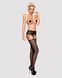 Сетчатые чулки-стокинги с кружевным поясом Obsessive Garter stockings S307 XL/XXL, черные, имитация 105255 фото 3
