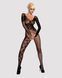 Бодістокінг Obsessive Bodystocking F210 S/M/L black, рукава-мітенки, сітка, кольорове мереживо 105205 фото 4