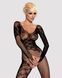 Бодістокінг Obsessive Bodystocking F210 S/M/L black, рукава-мітенки, сітка, кольорове мереживо 105205 фото 2