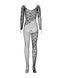 Бодістокінг Obsessive Bodystocking F210 S/M/L black, рукава-мітенки, сітка, кольорове мереживо 105205 фото 1