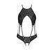 Боді з відкритим доступом Passion TASMINA BODY L/XL black, екошкіра, шнурівки, ажурні мережива 106358 фото 3