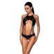 Боді з відкритим доступом Passion TASMINA BODY L/XL black, екошкіра, шнурівки, ажурні мережива 106358 фото 1