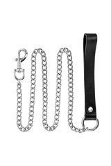 Повідець з натуральної шкіри Fetish Tentation Premium Metal leash with cowhide leather wrist 115 см 110177 фото