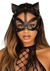 Маска кішки з екошкіри Leg Avenue Vegan leather studded cat mask Black 106561 фото