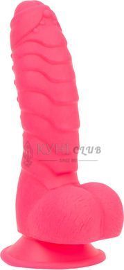 Ребристый фаллоимитатор на присоске ADDICTION &mdash; Tom 7&Prime; Dildo With Balls &mdash; Pink, вибропуля в подарок 103478 фото