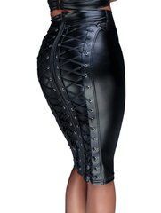 Спідниця-олівець зі шнурівкою Noir Handmade F152 Powerwetlook pencil skirt, M, з мокрим ефектом 108026 фото