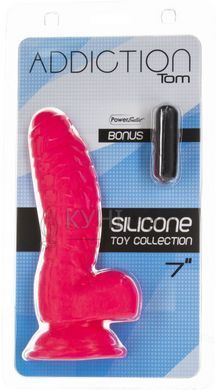 Ребристый фаллоимитатор на присоске ADDICTION &mdash; Tom 7&Prime; Dildo With Balls &mdash; Pink, вибропуля в подарок 103478 фото