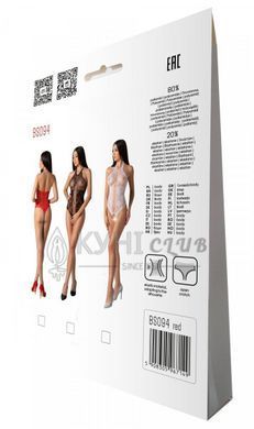 Бодистокинг с имитацией корсетной шнуровки Passion BS094 One Size, red, цветочный узор, с доступом 106941 фото