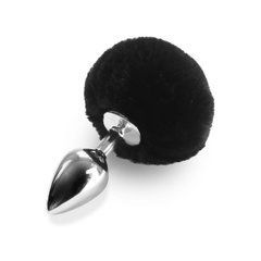 Металева анальна пробка М Art of Sex - Metal Butt plug Rabbit Tail Black, діаметр 3,4 см 104924 фото