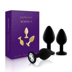 Набір анальних пробок із кристалом Rianne S: Booty Plug Set Black, діаметр 2,7см, 3,5см, 4,1см 108649 фото