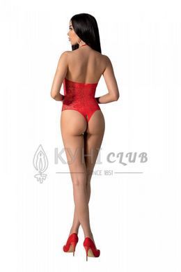 Бодистокинг с имитацией корсетной шнуровки Passion BS094 One Size, red, цветочный узор, с доступом 106941 фото