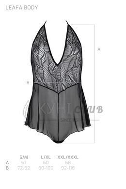Боди Passion LEAFA BODY black, L/XL, на завязках, мягкая чашка, низ в виде шортиков 108522 фото