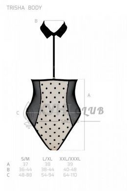 Еротичне боді Passion TRISHA BODY, XXL/XXXL, beige, з відкритими чашками 107747 фото