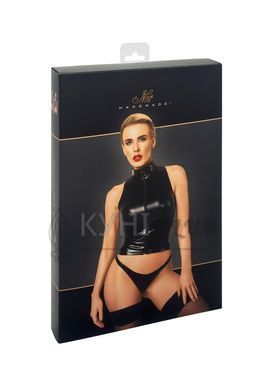 Топ Noir Handmade F324 Glam, 3XL, black, халтер, на молнии, виниловые вставки, воротник-стойка 108378 фото