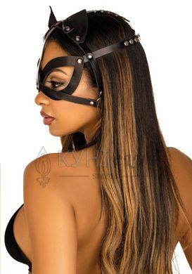 Маска кішки з екошкіри Leg Avenue Vegan leather studded cat mask Black 106561 фото