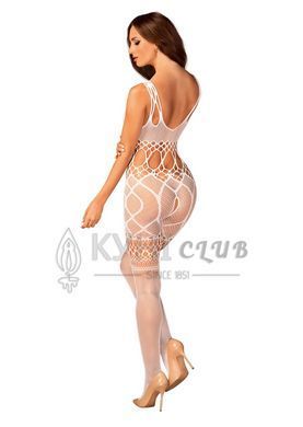 Сітчастий бодістокінг з імітацією топа та шортів Obsessive Bodystocking G330 S/M/L, white, з доступо 105672 фото