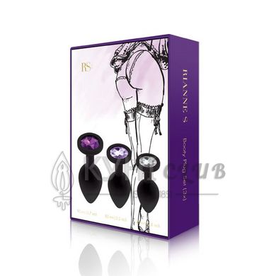 Набор анальных пробок с кристаллом Rianne S: Booty Plug Set Black, диаметр 2,7см, 3,5см, 4,1см 108649 фото