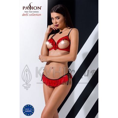 Комплект белья CHERRY SET OpenBra red L/XL - Passion Exclusive: открытый лиф, трусики-юбочка 109093 фото