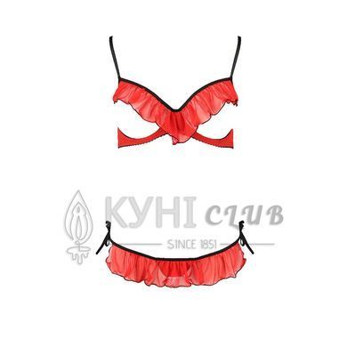 Комплект белья CHERRY SET OpenBra red L/XL - Passion Exclusive: открытый лиф, трусики-юбочка 109093 фото