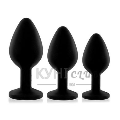 Набір анальних пробок із кристалом Rianne S: Booty Plug Set Black, діаметр 2,7см, 3,5см, 4,1см 108649 фото