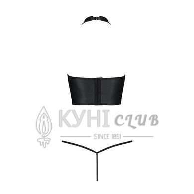 Комплект білизни з відкритими грудьми Passion GENEVIA SET WITH OPEN BRA L/XL black, корсет, стрінги 106309 фото