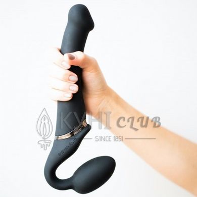 Безремінний страпон з вібрацією Strap-On-Me Vibrating Black M, діаметр 3,3 см, пульт ДК, регульовани 108877 фото