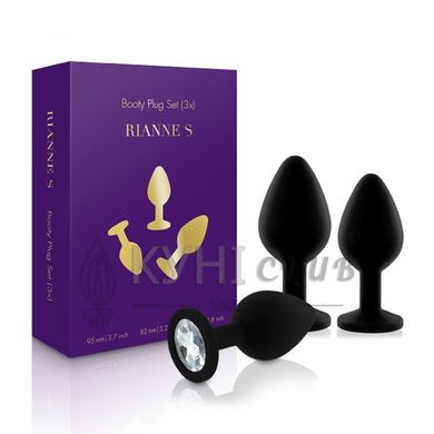 Набор анальных пробок с кристаллом Rianne S: Booty Plug Set Black, диаметр 2,7см, 3,5см, 4,1см 108649 фото