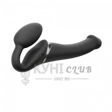 Безремневой страпон с вибрацией Strap-On-Me Vibrating Black M, диаметр 3,3см, пульт ДУ, регулируемый 108877 фото