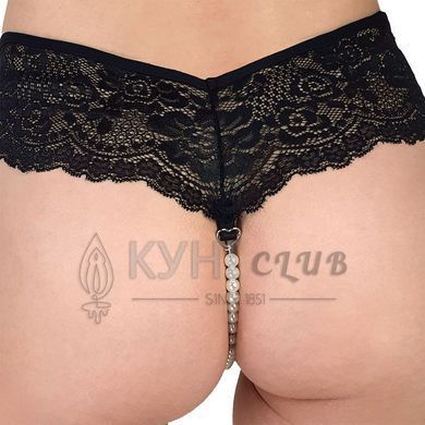 Сексуальные женские трусики Fabiana с жемчугом черные, размер XS-M 103075 фото