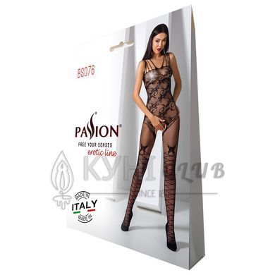 Ажурный бодистокинг с интимными вырезами Passion BS076 black 102145 фото