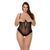 Боді Passion Exclusive NORTH BODY 6XL/7XL black, відкриті груди, з доступом, вініл та мережива 105030 фото