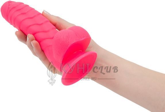 Ребристый фаллоимитатор на присоске ADDICTION &mdash; Tom 7&Prime; Dildo With Balls &mdash; Pink, вибропуля в подарок 103478 фото