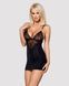 Сатиновый комплект для сна с кружевом Obsessive 828-CHE-1 chemise & thong L/XL, черный, сорочка 105156 фото 1