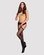Сетчатые чулки-стокинги со стрелкой Obsessive Garter stockings S314 S/M/L, черные, имитация гартеров 105256 фото 3