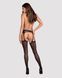 Сетчатые чулки-стокинги со стрелкой Obsessive Garter stockings S314 S/M/L, черные, имитация гартеров 105256 фото 4
