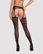 Сетчатые чулки-стокинги со стрелкой Obsessive Garter stockings S314 S/M/L, черные, имитация гартеров 105256 фото 2