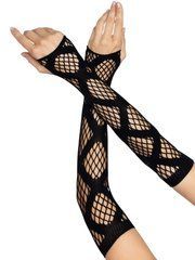 Довгі мітенки Leg Avenue Faux wrap net arm warmers One size Black, велика сітка 106562 фото