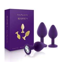 Набор анальных пробок с кристаллом Rianne S: Booty Plug Set Purple, диаметр 2,7см, 3,5см, 4,1см 108650 фото