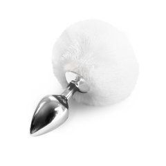 Металева анальна пробка М Art of Sex - Metal Butt plug Rabbit Tail White, діаметр 3,4 см 104925 фото